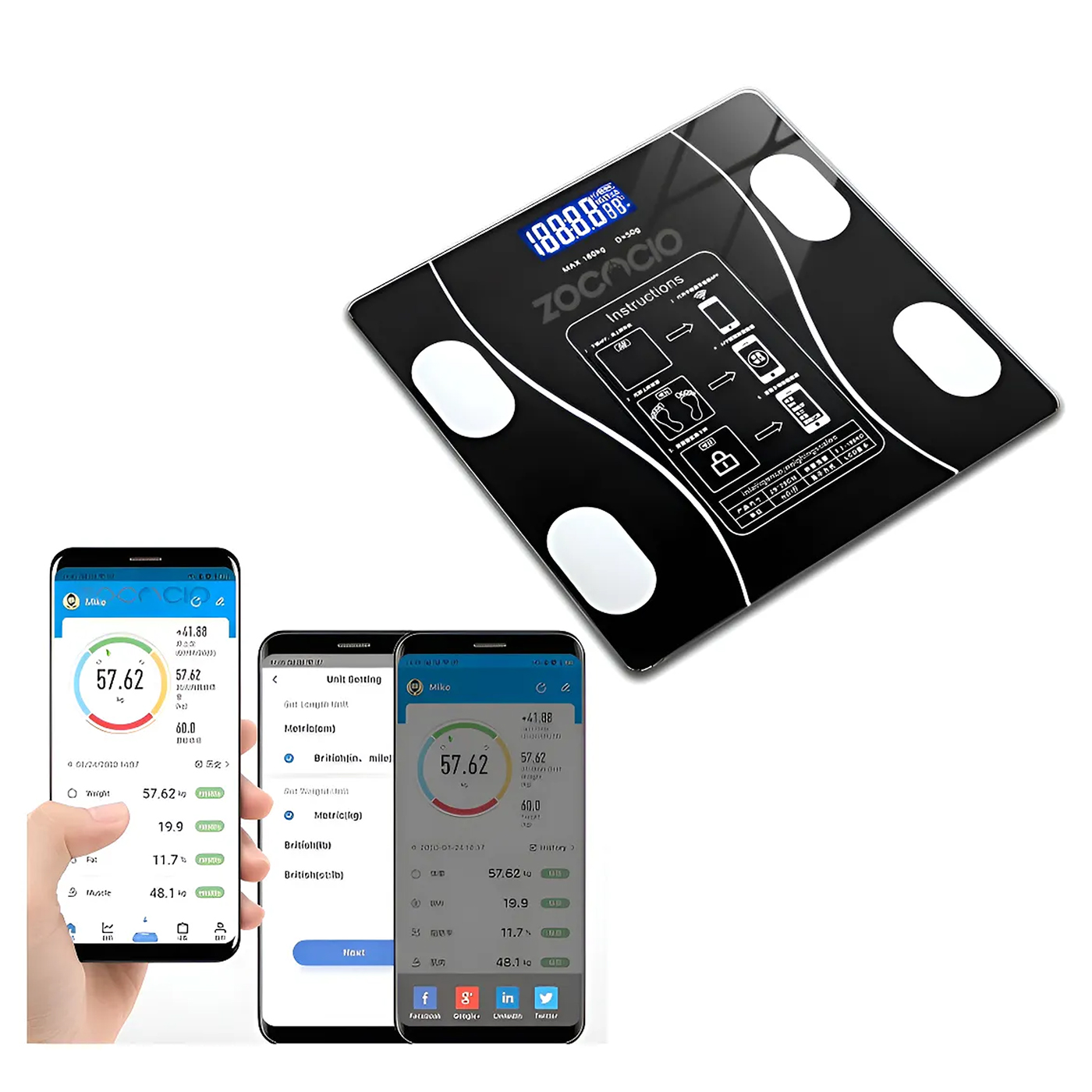 Pesa Digital De Baño Inteligente A Pilas